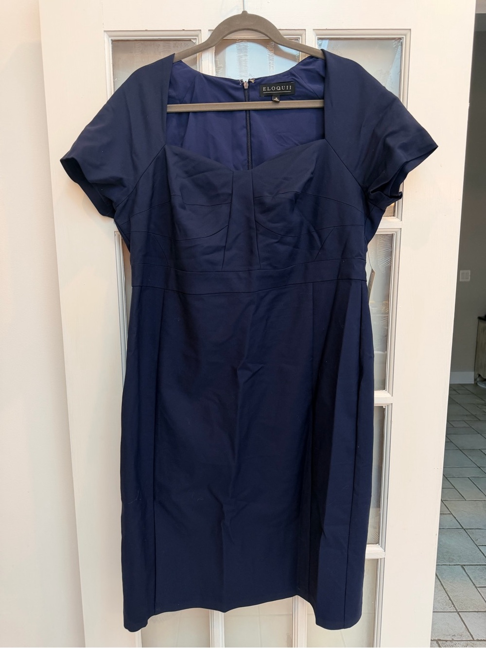 Eloquii Classic Chic Timeless Stretch Fitted Navy Sheath Dress Plus Size 18 NWT